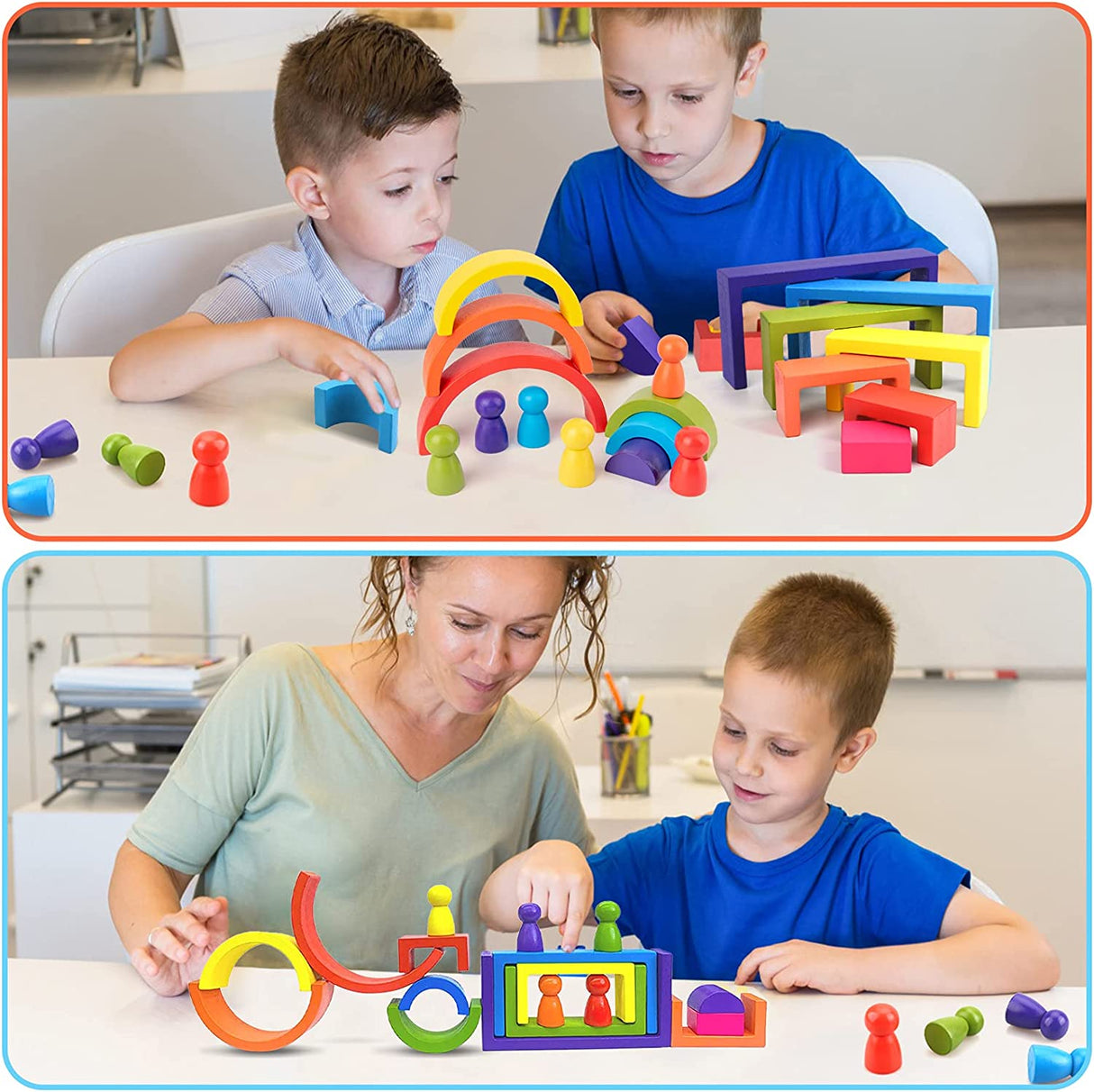 Tiluza - Montessori Juguetes Bloques de madera, apilamiento de construcción para niños pequeños - B09ZQRBRGL