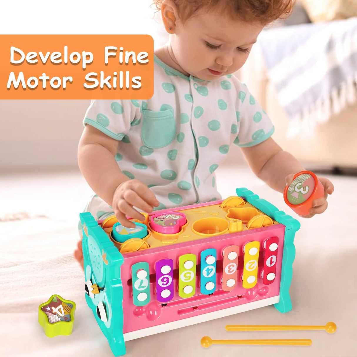 Qirptey - Cubo de actividades 8 en 1 para niños pequeños - B0B42PJQ9P