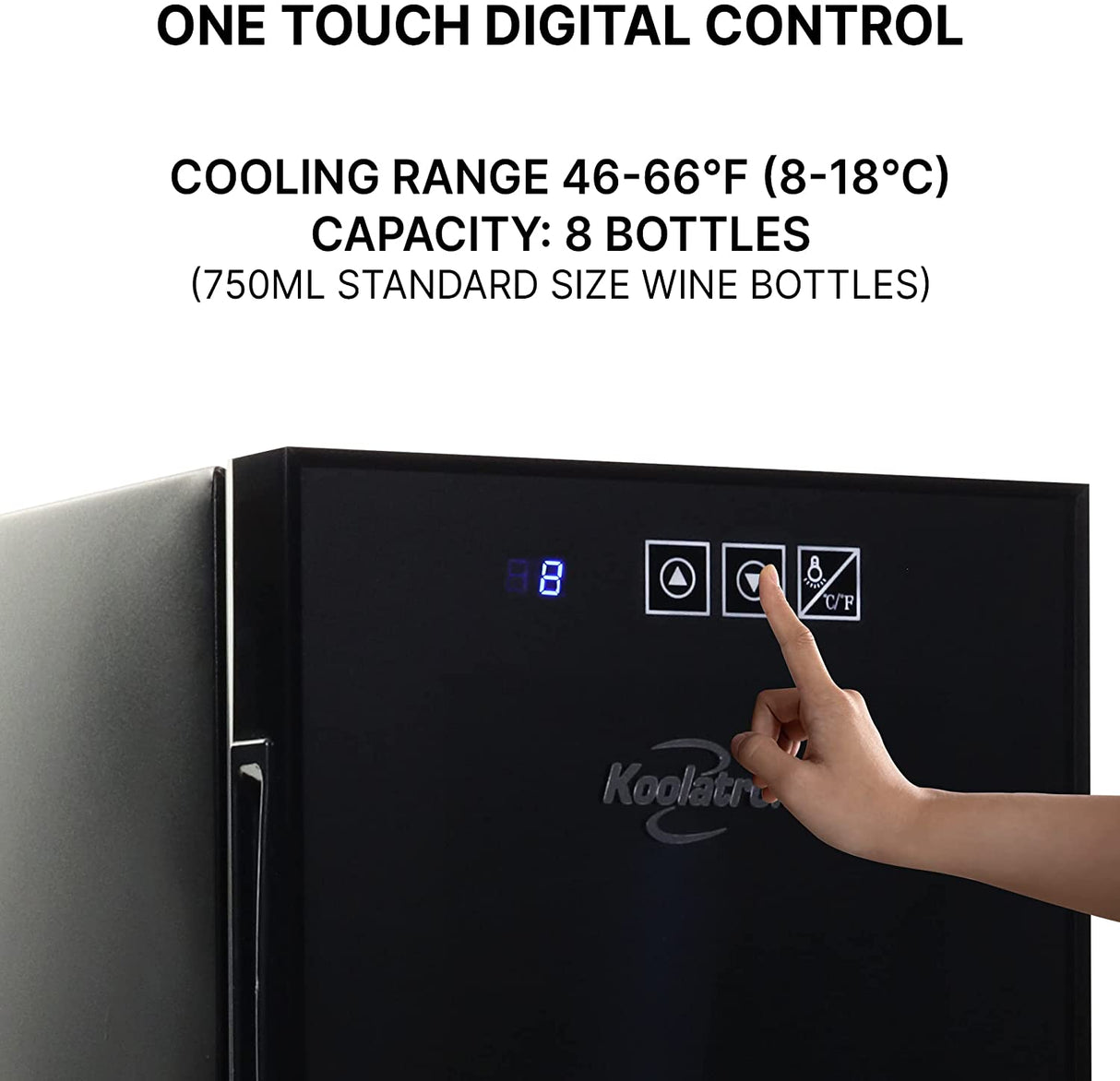 Koolatron - Enfriador de vino de 8 botellas, negro, refrigerador de vino termoeléctrico, 0.8 cu. ft. (23L), Refrigerador independiente para vinos de la serie Urban, almacenamiento de vino - DIGVICE MX