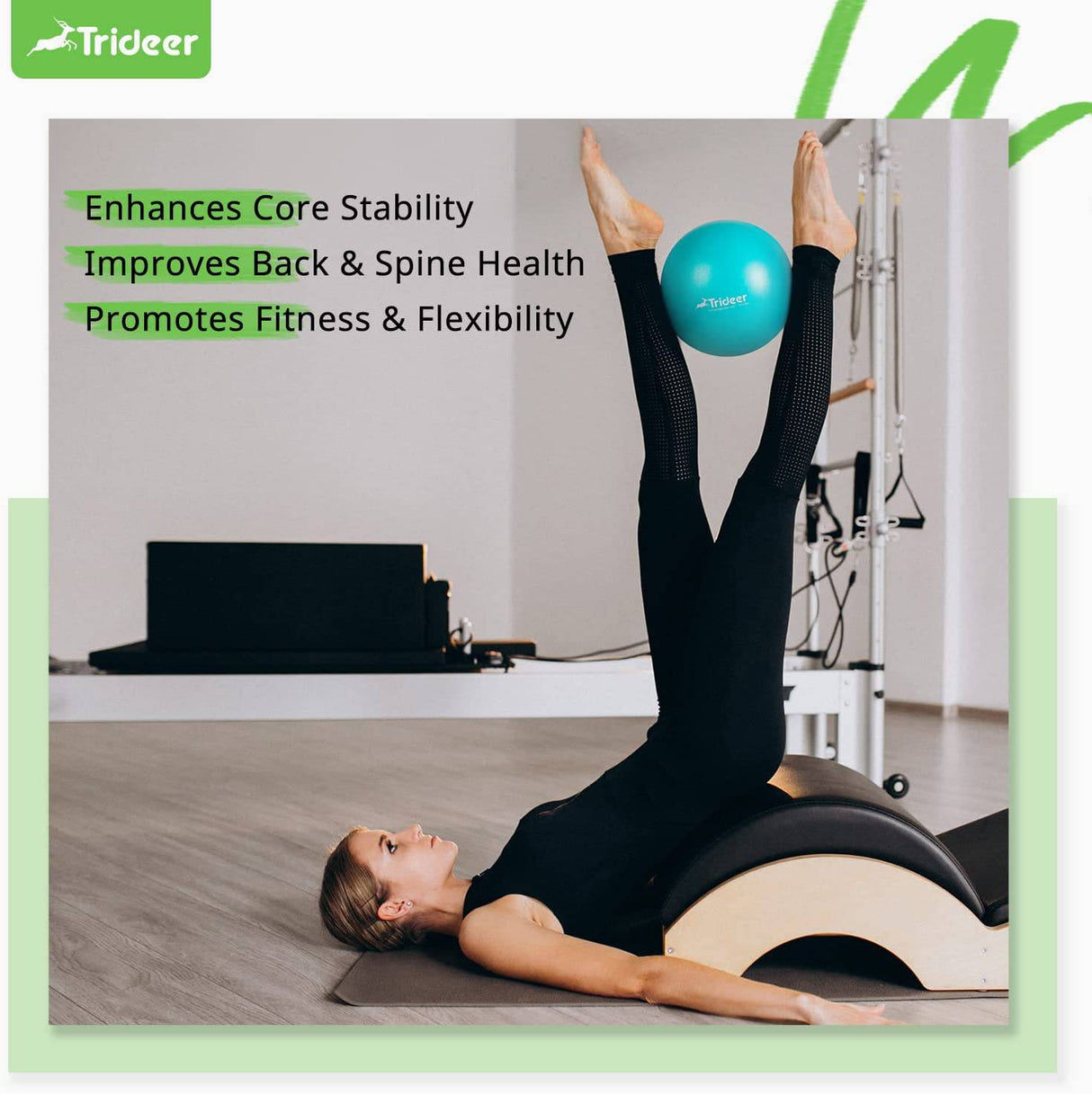 Trideer Pelota de pilates Pelota de núcleo de 9 pulgadas, pequeña pelota de ejercicio con guía de ejercicio Barre Ball Bender Ball Mini pelota de yoga para pilates, yoga, entrenamiento básico, terapia física, equilibrio, estabilidad, estiramiento