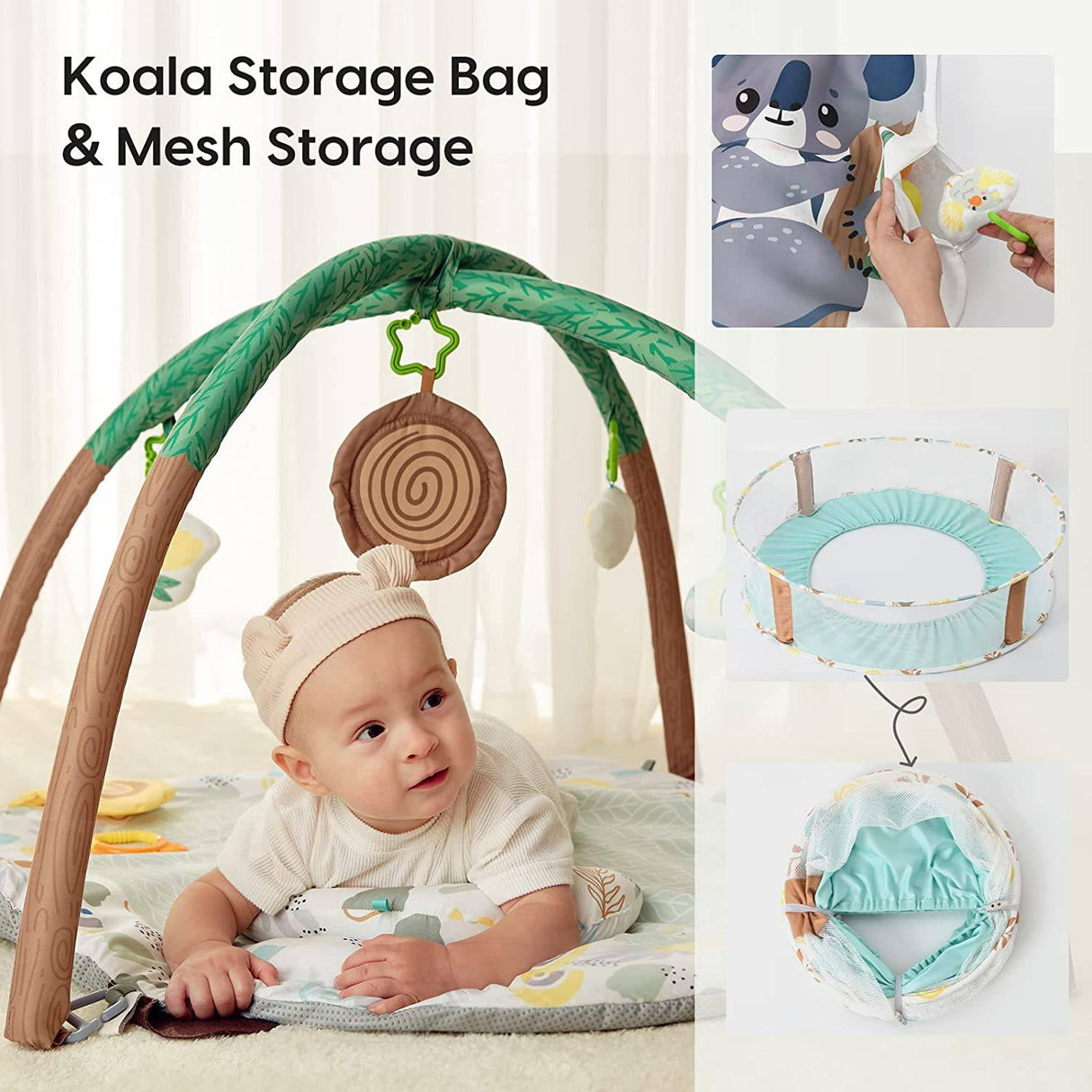 Lupantte Gimnasio de juegos para bebés 4 en 1, hoyo de pelota con alfombrilla de tiempo de barriga antideslizante desmontable con juguetes sensoriales para recién nacidos y niños pequeños para desarrollar motor y cognición, incluye 40 bolas - DIGVICE MX