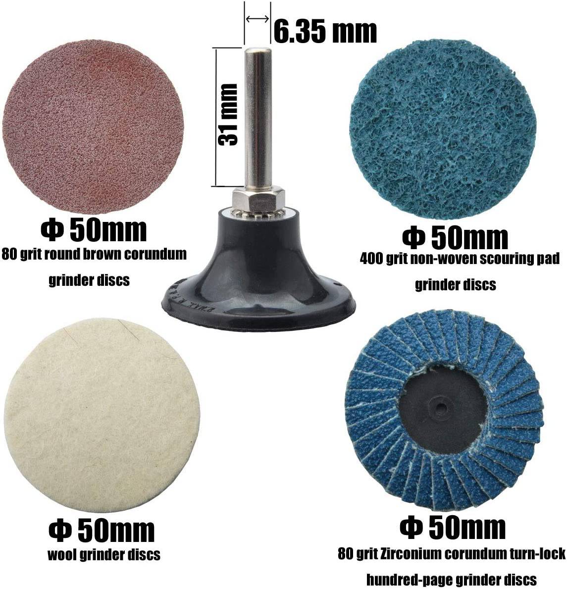 PROSHI - Amoladora neumática de ángulo de 1/4 de pulgada con 4 discos de lijado de bloqueo de rollo de 2" - DIGVICE MX