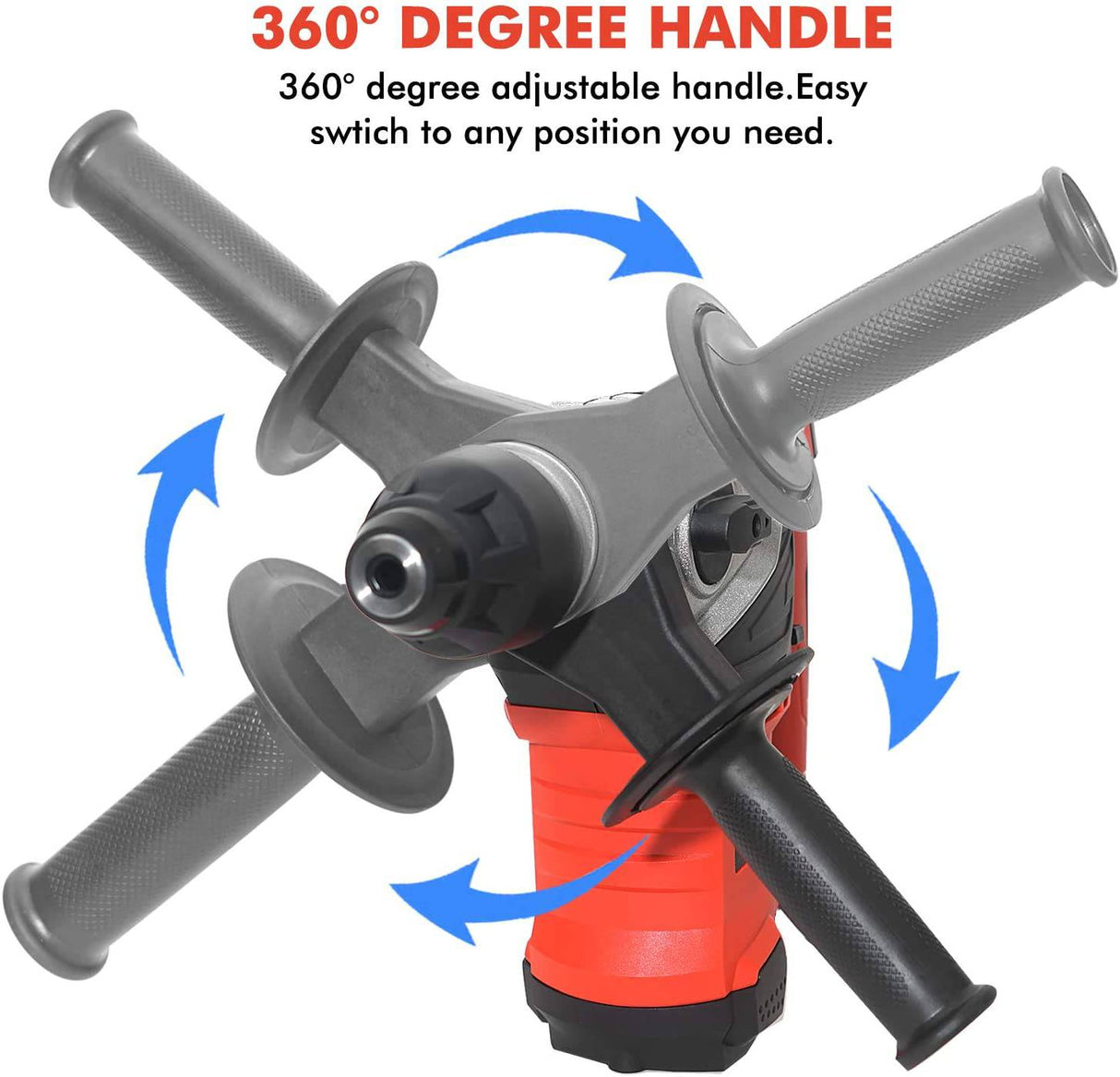 AOBEN Taladro percutor giratorio SDS-Plus de 1-1/4 pulgadas con control de vibración y embrague de seguridad, martillo de demolición resistente de 13 amperios para concreto, incluye 3 brocas, cinceles planos, cinceles de punta. - DIGVICE MX