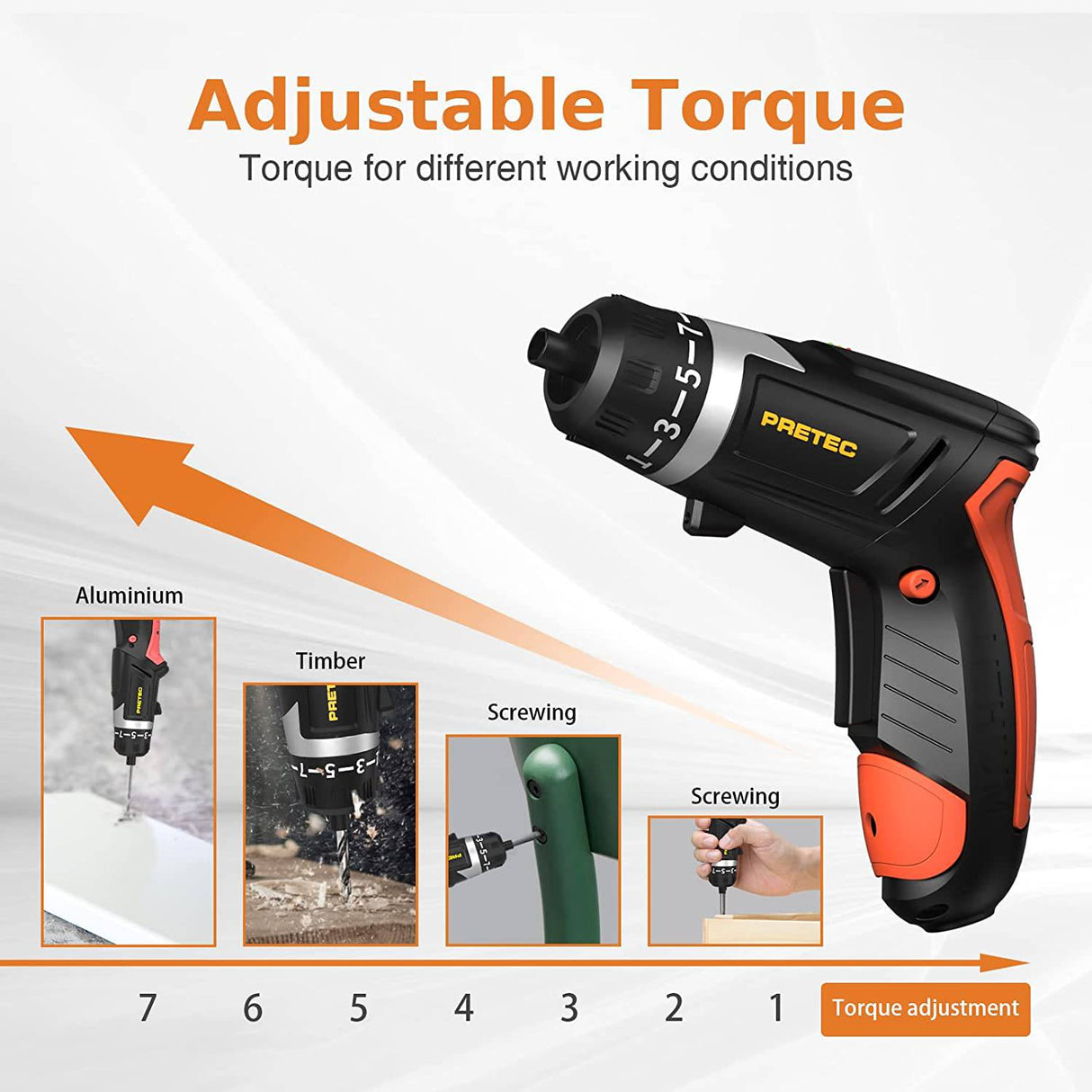 Destornillador eléctrico inalámbrico PRETEC, destornillador de batería con par 6+1, destornillador eléctrico recargable USB de 3,6 V 1500 mAh con luz de trabajo LED (31 en 1) - DIGVICE MX