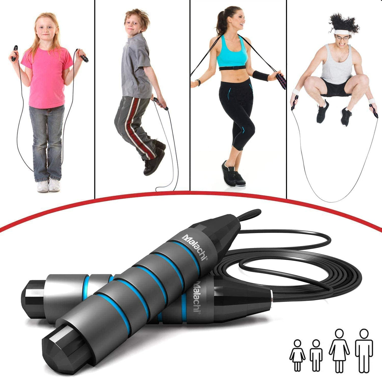 MALACHI - Cuerda para Saltar, Cuerda para Saltar con Cojinete de Bolas sin Enredos, Ajustable