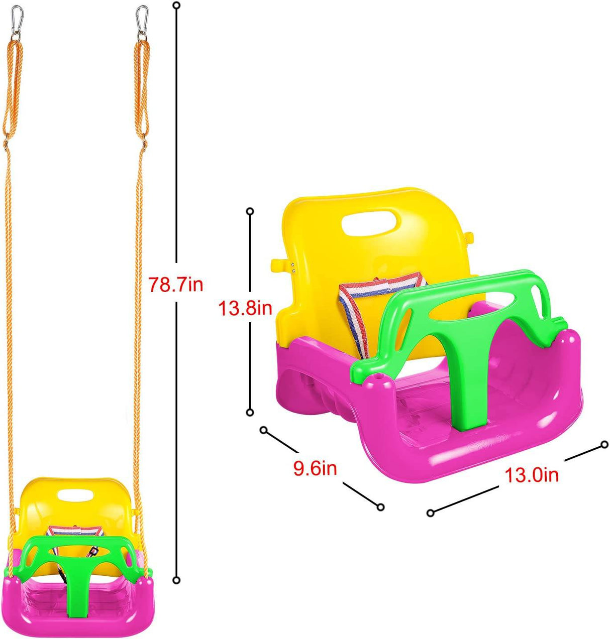 ANCHEER Asiento columpio 3 en 1 para niños de 6 meses en adelante, asiento columpio antideslizante y desmontable para niños y adolescentes para patio de juegos al aire libre, rosa - DIGVICE MX