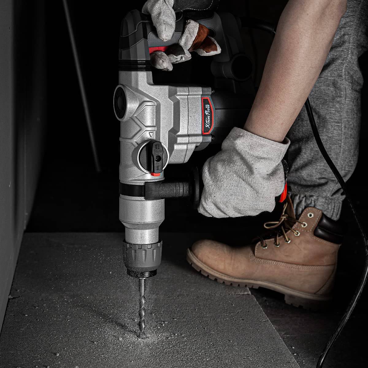 XtremepowerUS Martillo giratorio eléctrico de lujo de 1200 W SDS Plus taladro giratorio mango ajustable broca plana con estuche de transporte - DIGVICE MX