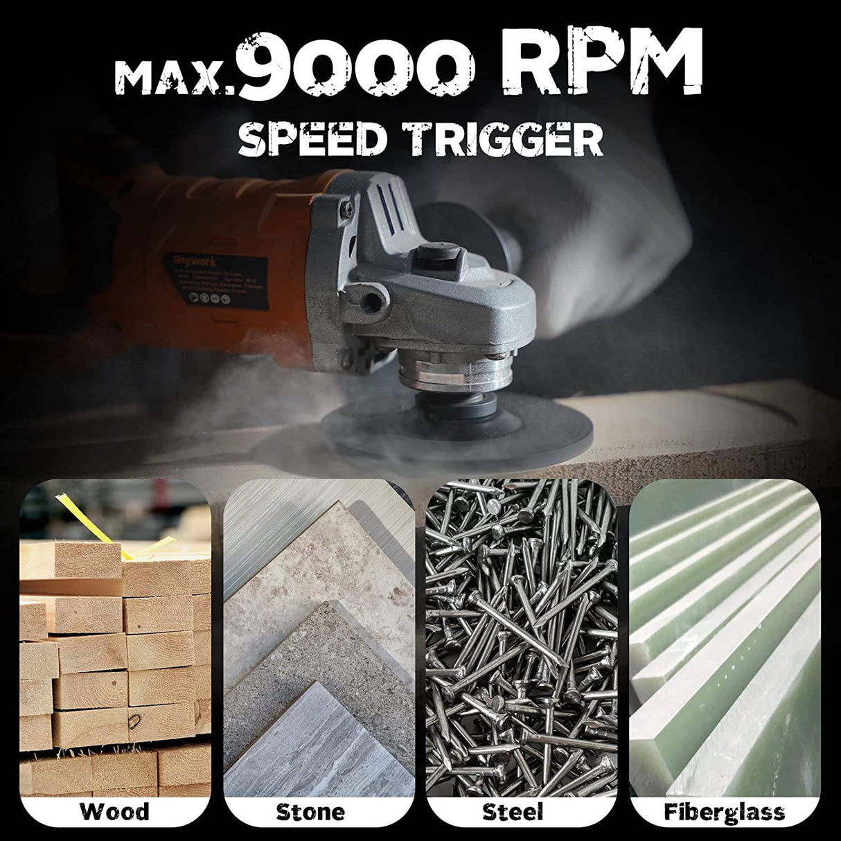 Amoladora angular inalámbrica sin escobillas Heywork, amoladora eléctrica de motor sin escobillas de 4 ", con batería de iones de litio de 21V 4ah y cargador rápido de 1 hora. - DIGVICE MX