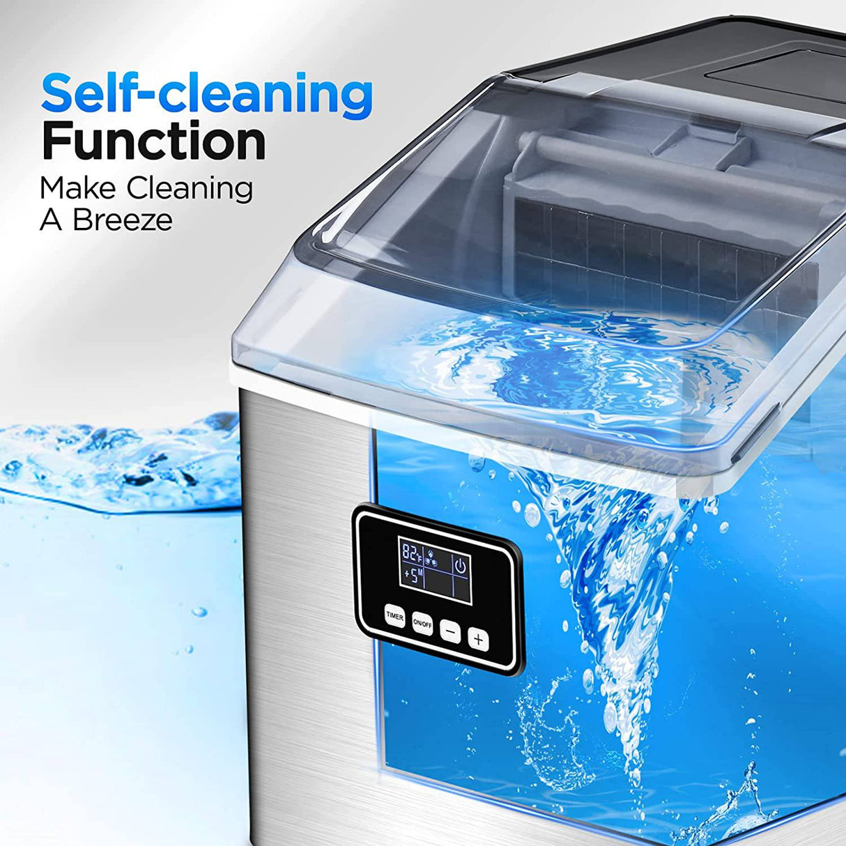 FREE VILLAGE - Encimera para hacer hielo: autolimpieza automática de 40 libras/24 horas, 24 cubitos de hielo en 13 minutos - DIGVICE MX