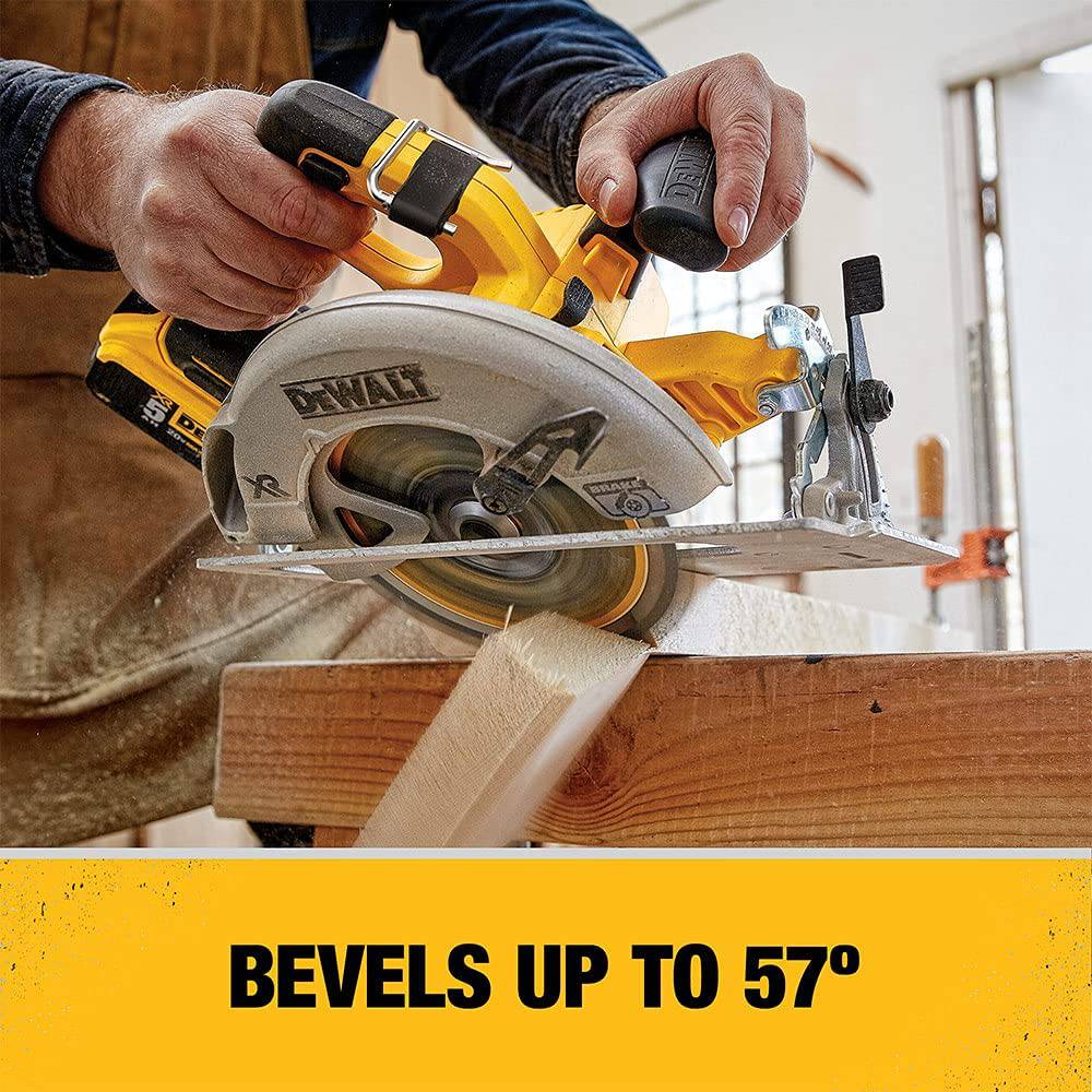 Sierra circular DEWALT 20V MAX 7-1/4 pulgadas con freno, solo herramienta, inalámbrica (DCS570B) - DIGVICE MX