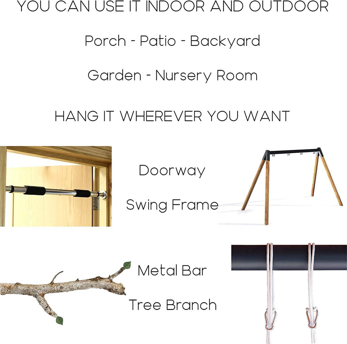 MASS LUMBER - Columpio de lona para interior y exterior para bebé con cinturón, juego para colgar en el techo, bolsa de almacenamiento, (canela) - DIGVICE MX