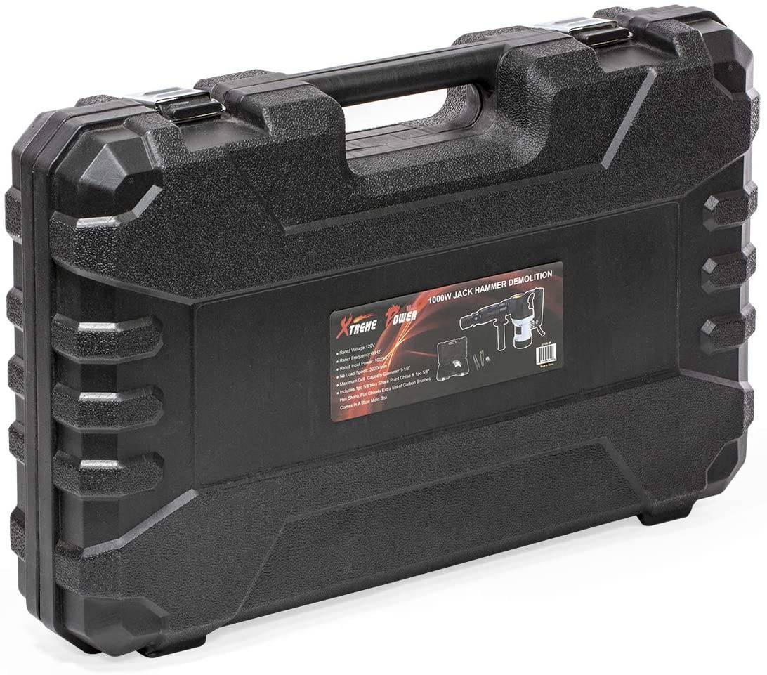 XtremepowerUS - Martillo eléctrico de demolición, mango de martillo, 1000 W, rompedor de hormigón, brocas de cincel planas y de punta con estuche - DIGVICE MX