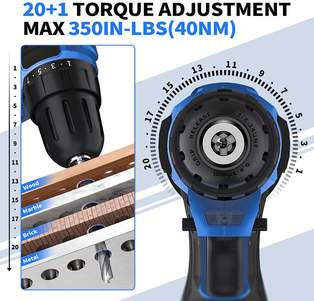 SEYVUM C11 Juego de brocas inalámbricas, Compacto Potente motor sin escobillas, taladro eléctrico de 12 V de par de 350 libras de torsión, taladro eléctrico con bolsa de herramientas, cargador rápido de 1 H, brocas de destornillador eléctrico ligeras - DIGVICE MX