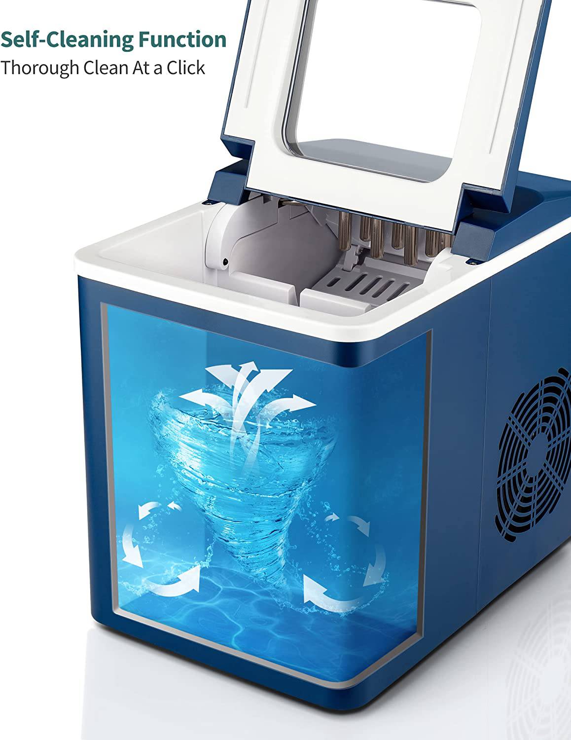 GEVI - Máquina para hacer hielo en el hogar, Máquina de hielo para encimera con función de autolimpieza | 9 piezas en 6-8 minutos con 2 tamaños de hielo opcionales | Producción máxima de 26 lb/día - DIGVICE MX