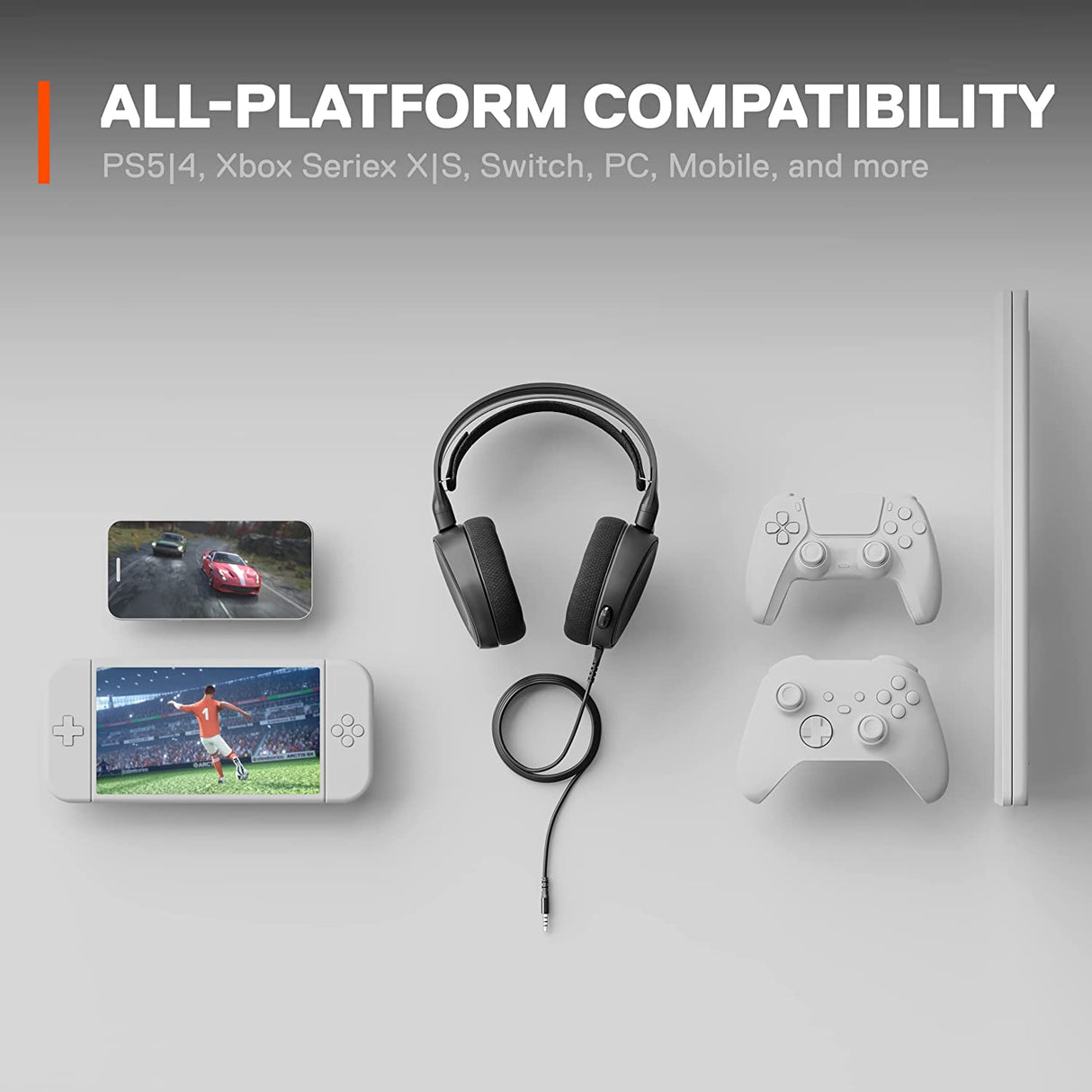 SteelSeries Arctis 3 - Auriculares para juegos para todas las plataformas - para PC, PlayStation 4, Xbox One, Nintendo Switch, VR, Android e iOS - Negro