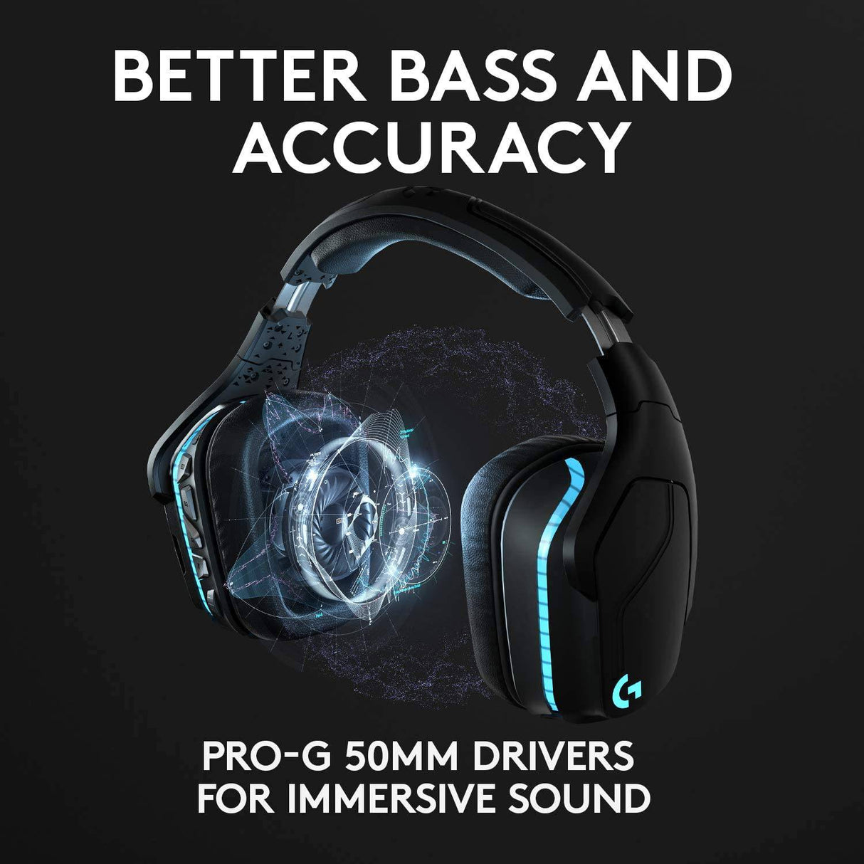 Logitech G935 Wireless DTS:X 7.1 Surround Sound LIGHTSYNC RGB Auriculares para juegos de PC - Negro/Azul