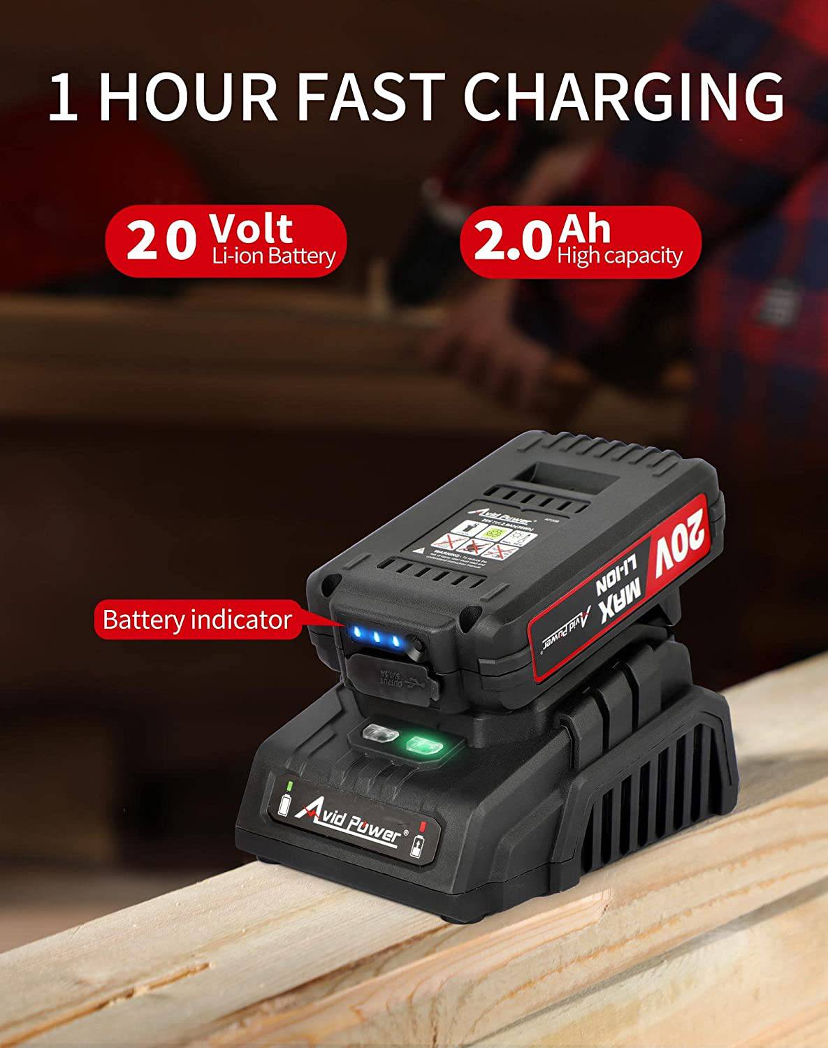 AVID POWER Juego de brocas eléctricas inalámbricas de 20 V con batería y cargador rápido, velocidad variable, ajuste de par 23+1, kit de taladro de accesorios de 23 piezas - DIGVICE MX