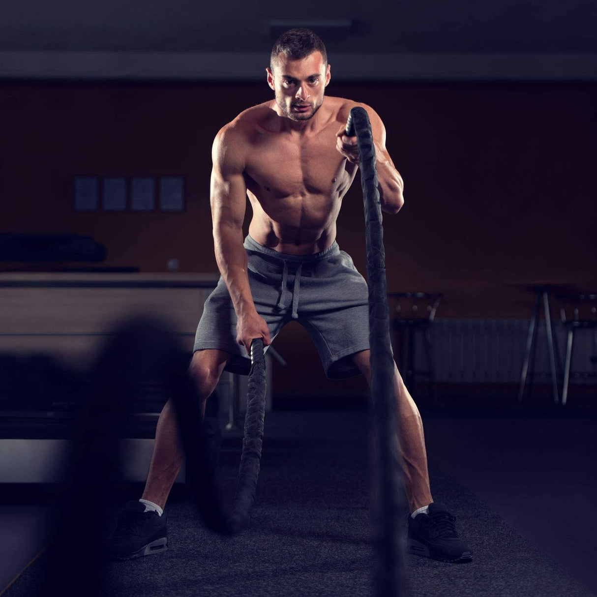 Yes4All - Cuerda de entrenamiento para ejercicios de batalla con cubierta protectora - Anclaje de acero y correa incluidos. 2in - 30ft