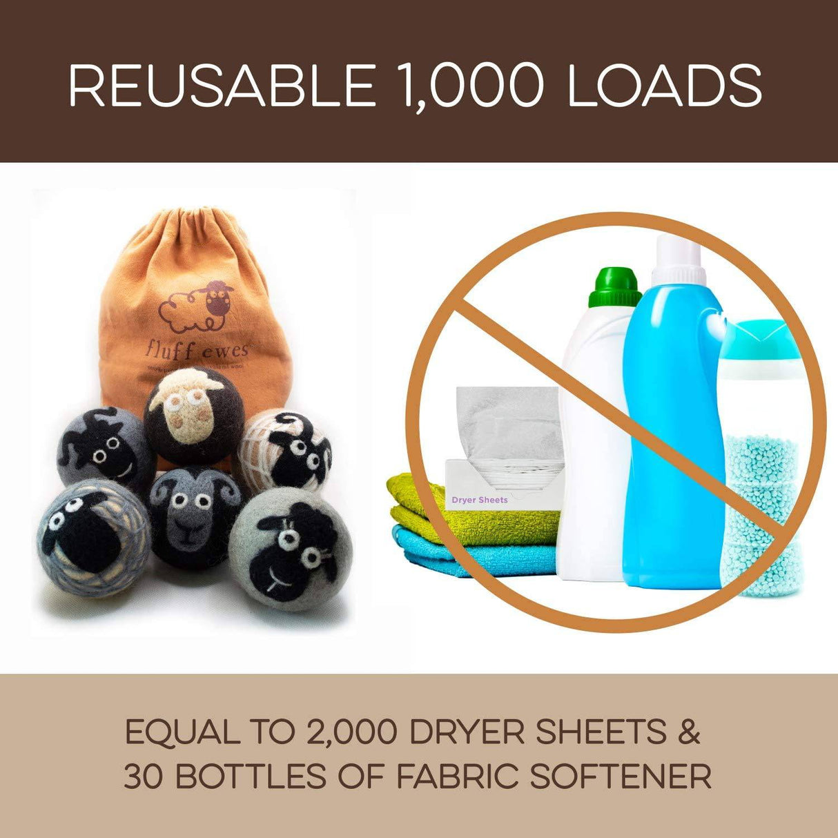 Fluff Ewes Bolas de secadora de lana reutilizables hechas a mano de Nueva Zelanda para la colada, alternativa antiestática al suavizante de tela líquido, bolas de secadora de plástico o hojas de secadora, juego de 6 unidades - DIGVICE MX