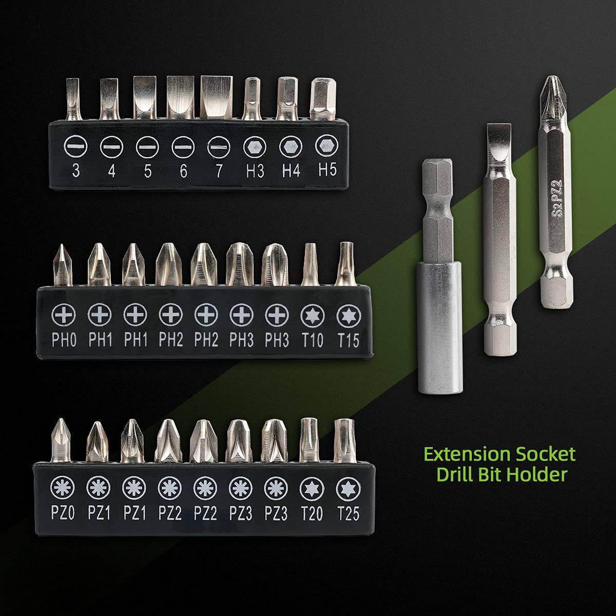 Huepar Destornillador inalámbrico 4V 1.5Ah Max 6Nm Kit de destornillador eléctrico Recargable Pistola de tornillo con 4 accesorios de repuesto-2 Luz LED, 9+1 Ajuste de par y Juego de 35 bits, Cable USB para el hogar DIY CS04 - DIGVICE MX