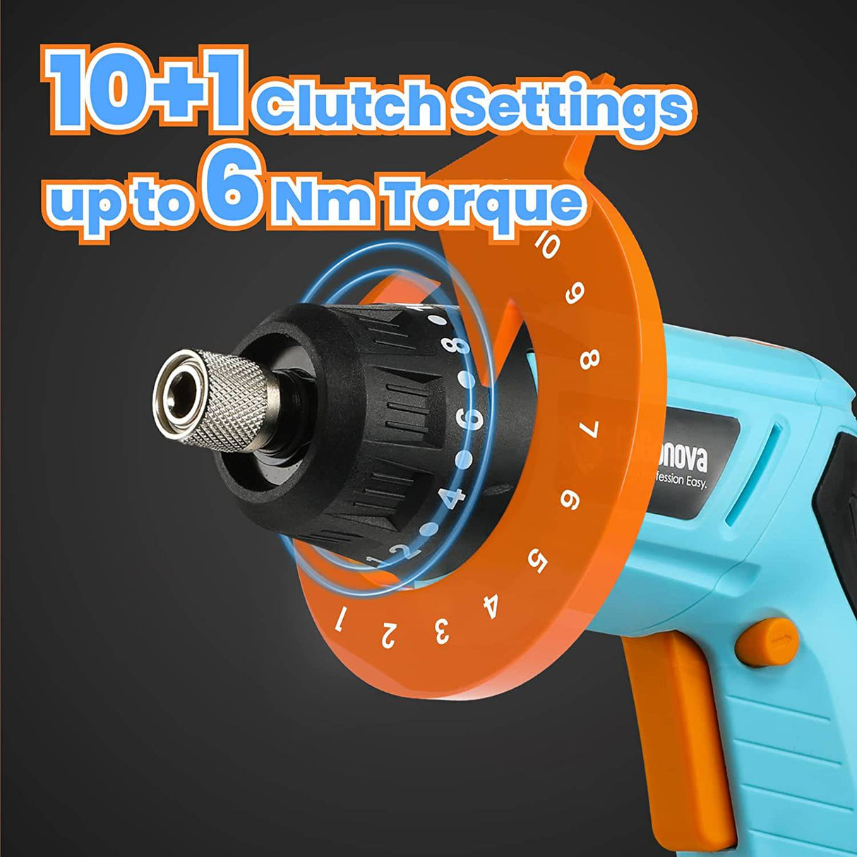 Destornillador inalámbrico de 4 V, destornillador eléctrico giratorio GoGonova de 2 Ah con 10+1 ajustes de par, kit de pistola de tornillo recargable con 54 accesorios que incluyen eje flexible, collar autoblocante, luz LED - DIGVICE MX