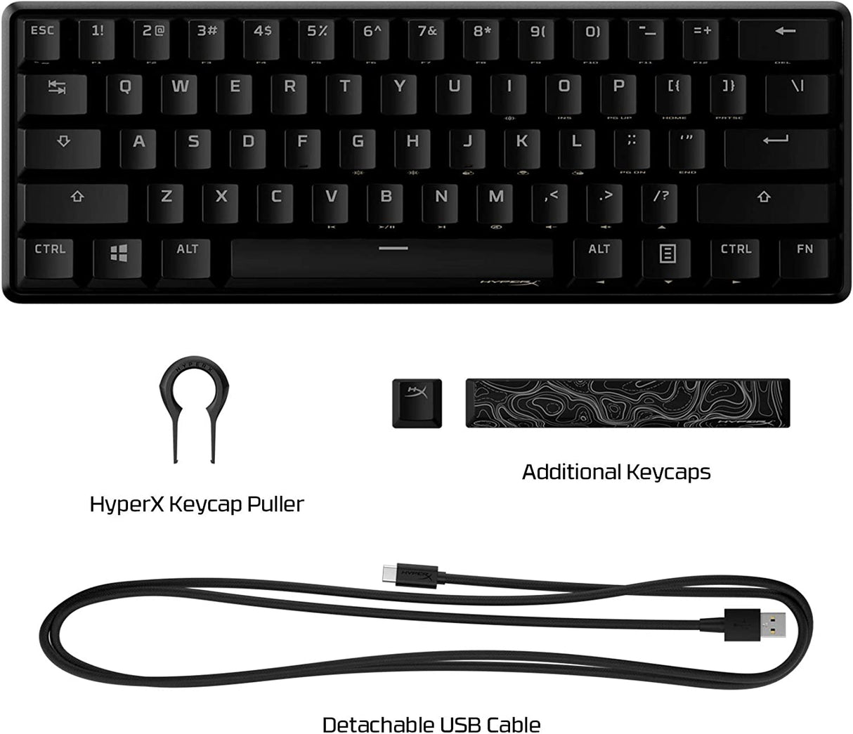 HyperX Alloy Origins 60 - Teclado mecánico para juegos, factor de forma ultracompacto del 60 %, teclas PBT de doble disparo, retroiluminación LED RGB, compatible con el software NGENUITY - Interruptor rojo HyperX lineal