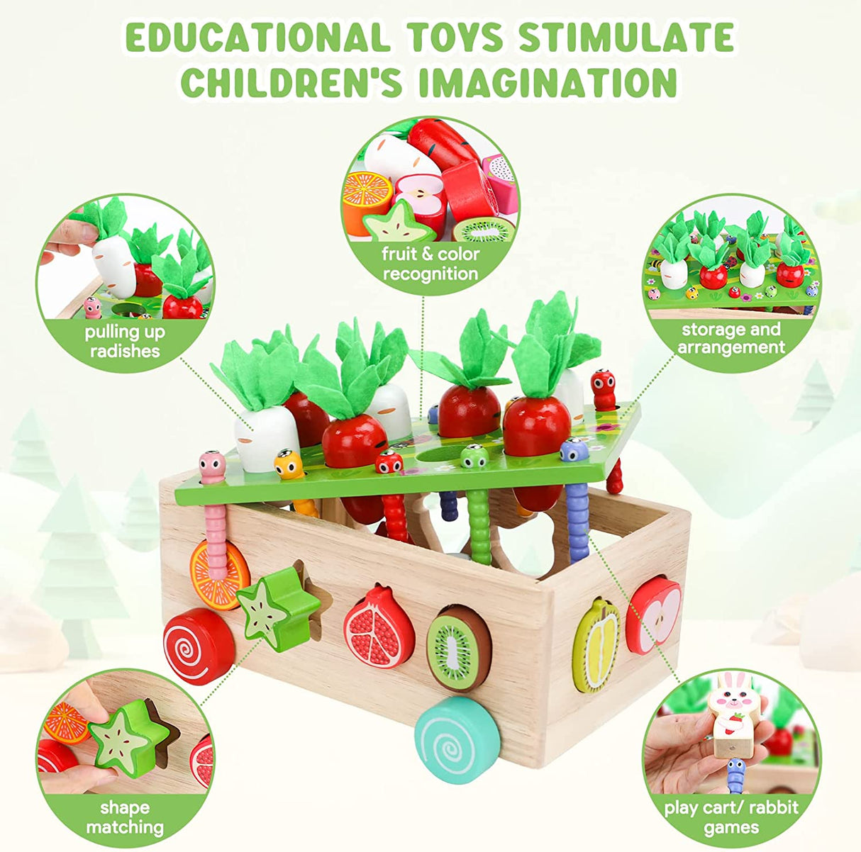 ihoomee Montessori Juguetes de madera para clasificar formas para bebés, niños y niñas - JHTOY-556