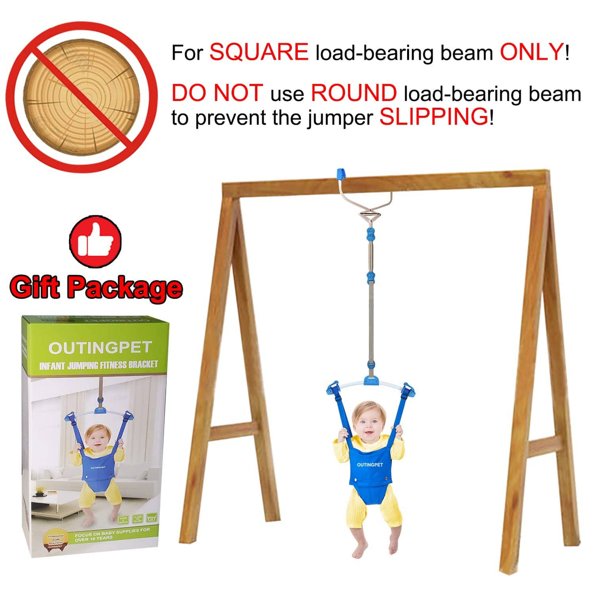 OUTINGPET Doorway Jumper Swing Bumper Jumper Ejercitador con abrazadera de puerta Correa ajustable para niños pequeños de 6 a 24 meses - DIGVICE MX