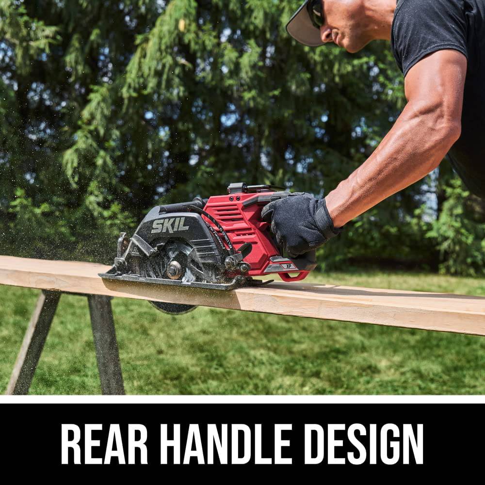 SKIL 2x20V PWR CORE 20 XP Kit de sierra circular con mango trasero sin escobillas de 7-1/4" Incluye dos baterías de 5.0Ah y cargador de dos puertos Auto PWR JUMP-CR5429B-20, rojo - DIGVICE MX