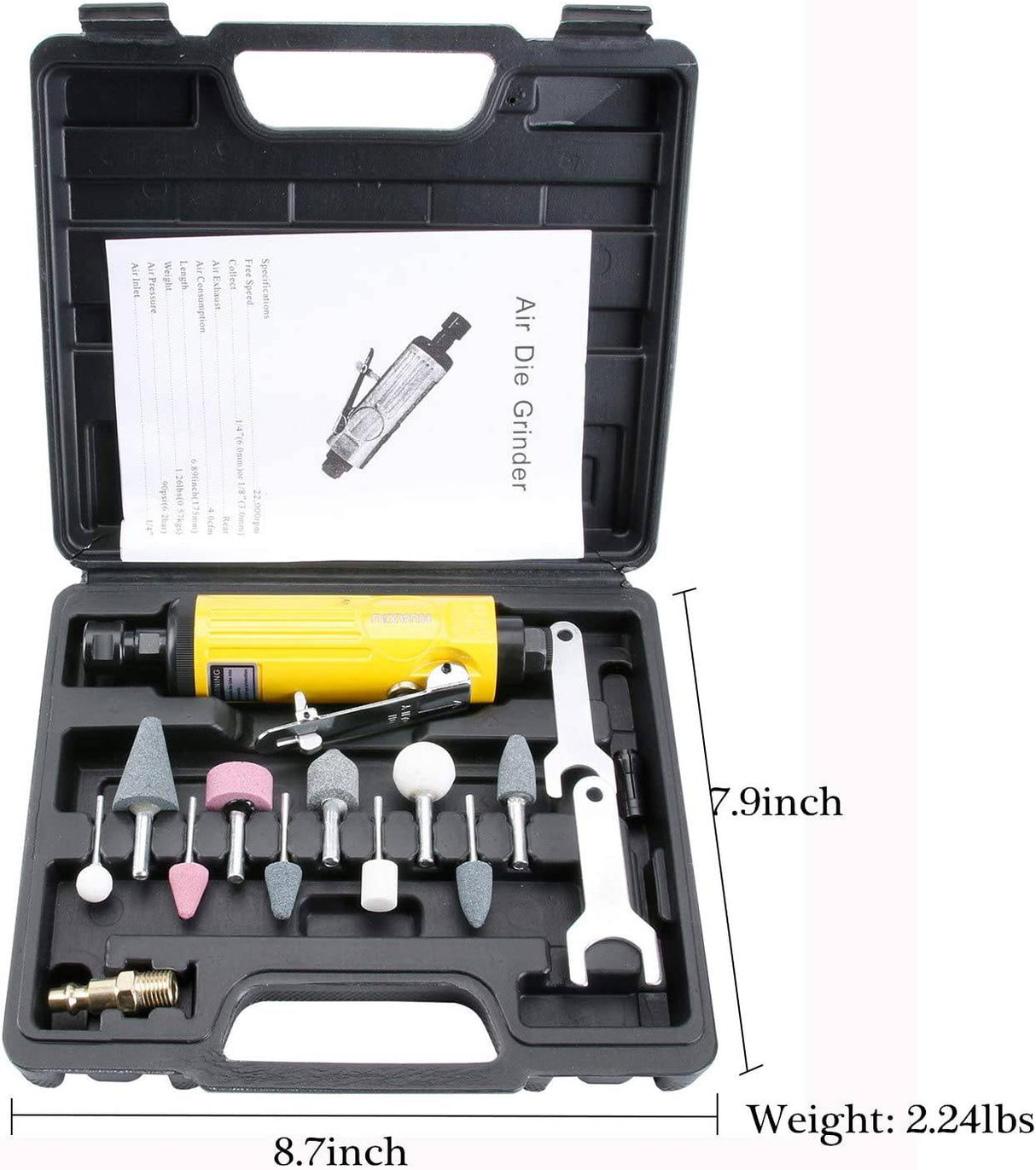 HUAXIU - Amoladora neumática con boquillas de 1/4"(6MM) y 1/8"(3MM), kit de amoladora neumática, 22000 RPM - DIGVICE MX