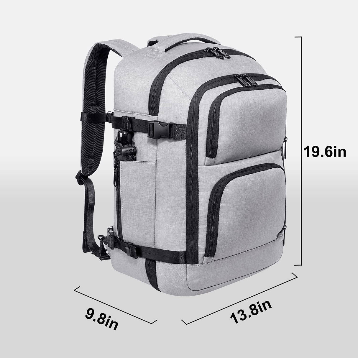 Dinictis - Mochila de viaje para portátil de 40 l para hombres y mujeres, compatible con portátiles de 17 pulgadas, mochila para maleta aprobada para llevar en vuelo, resistente al agua, mochila de fin de semana para la noche, gris