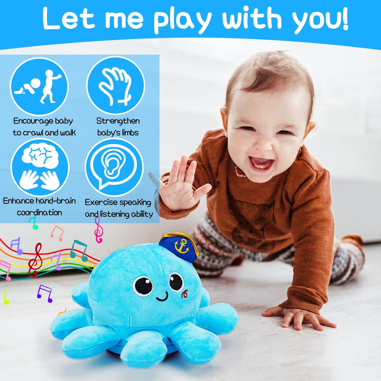 Tsomtto - Pulpo de peluche musical - B0BC1NLY9S