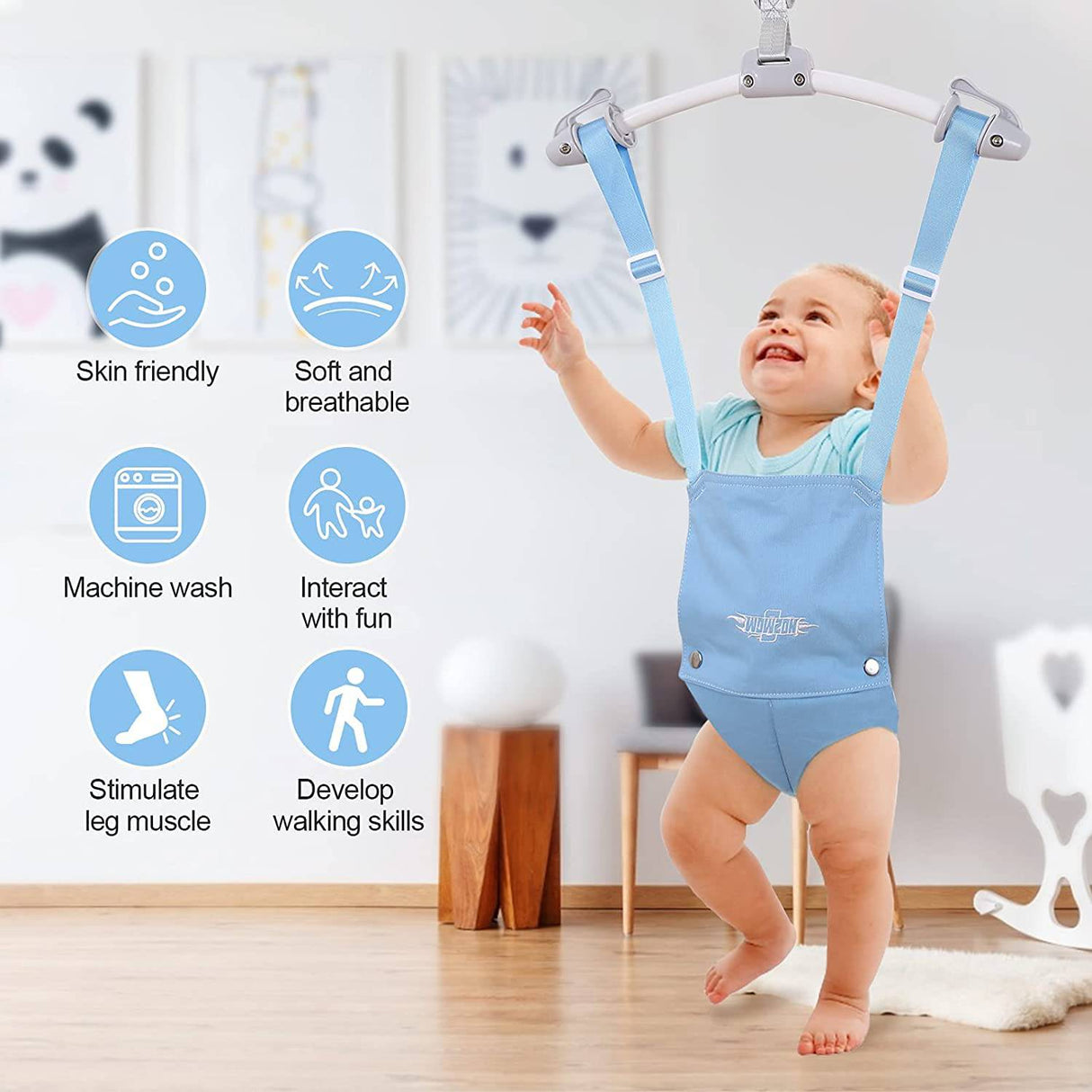 O WOWZON - Jumper para puerta de bebé y ejercitador de gorila con abrazadera de puerta de correa ajustable, jerséis para bebés de 6 a 24 meses, bebés y niños pequeños - DIGVICE MX