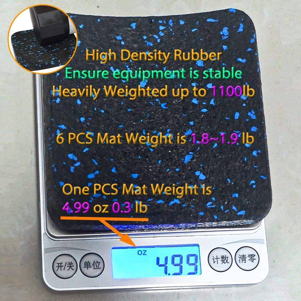 BestXD tapete para cinta de correr, tapete para equipo de ejercicio con goma de alta densidad (3.94 x 3.94 x 0.5 pulgadas) 6 piezas.