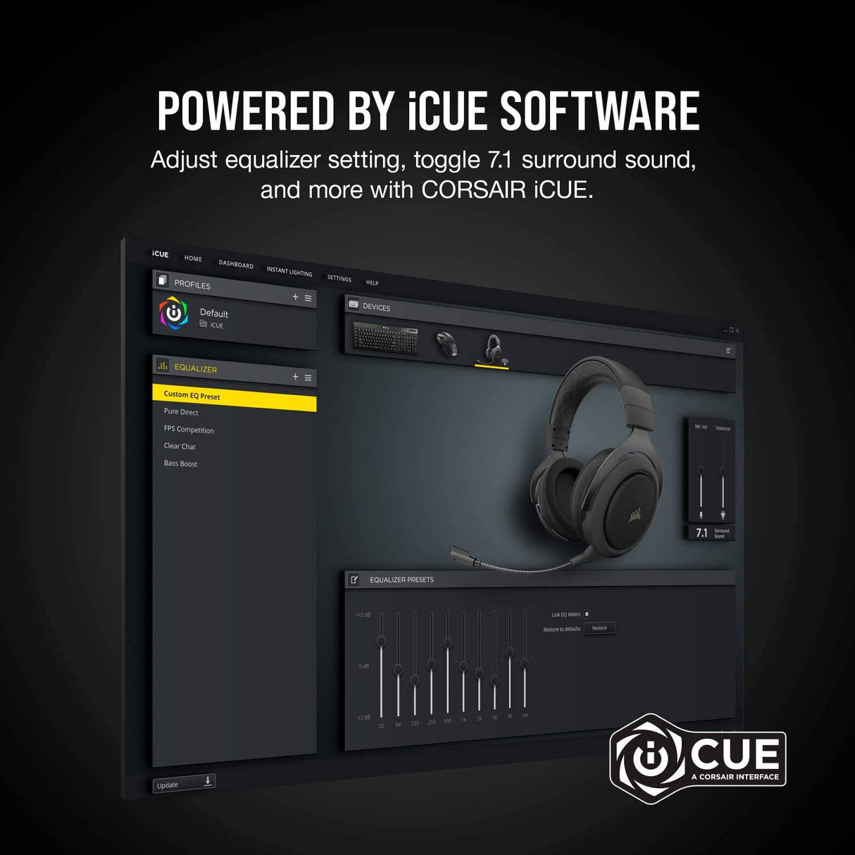Corsair HS70 Pro Auriculares inalámbricos para juegos - Auriculares con sonido envolvente 7.1 para PC, MacOS, PS5, PS4 - Certificado por Discord - Controladores de 50 mm - Carbono