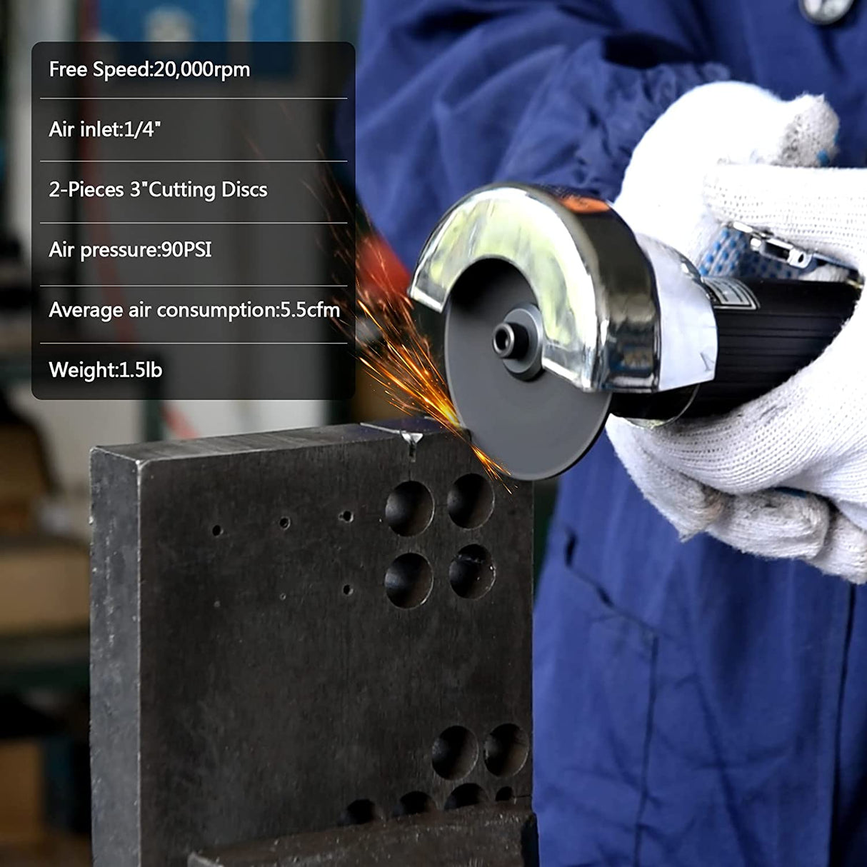 YON.SOU. Herramienta de corte de aire con 2 ruedas de corte de amoladora de troquel de 3 pulgadas, herramienta de corte de hoja de metal neumática, herramienta de corte de corte de aire de alta resistencia - DIGVICE MX