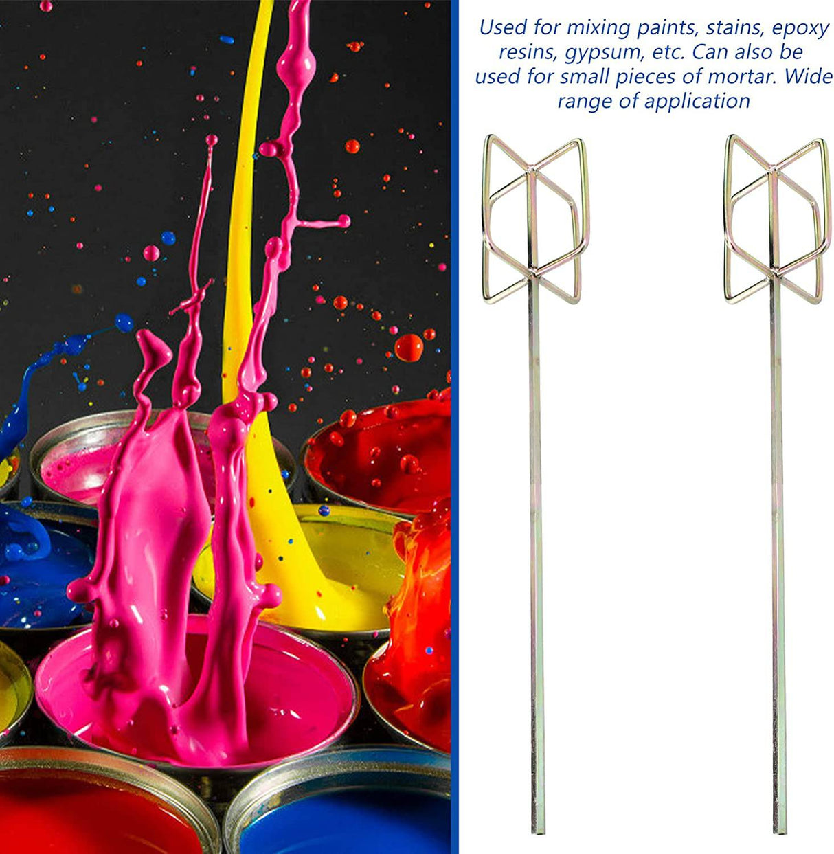 Angoily 2 piezas mezclador de barro de pintura de metal, varillas de mezcla de taladro de hormigón, mezclador de compuesto de cemento de alta resistencia, herramientas profesionales de paneles de yeso para martillo de taladro eléctrico - DIGVICE MX