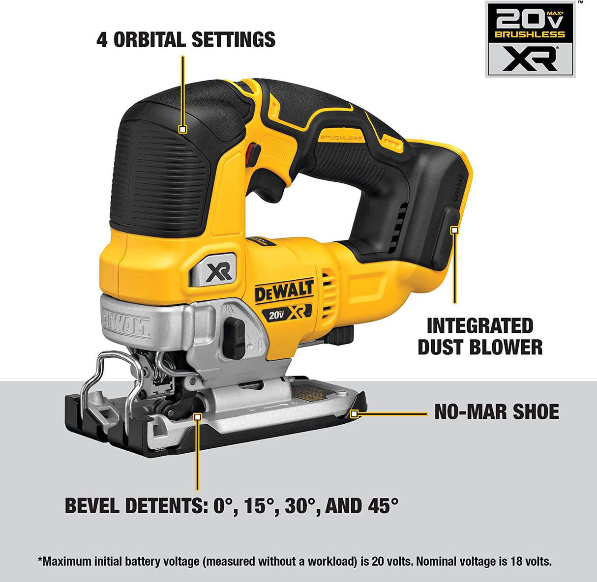 Sierra caladora DEWALT 20V MAX XR, solo herramienta (DCS334B) - DIGVICE MX