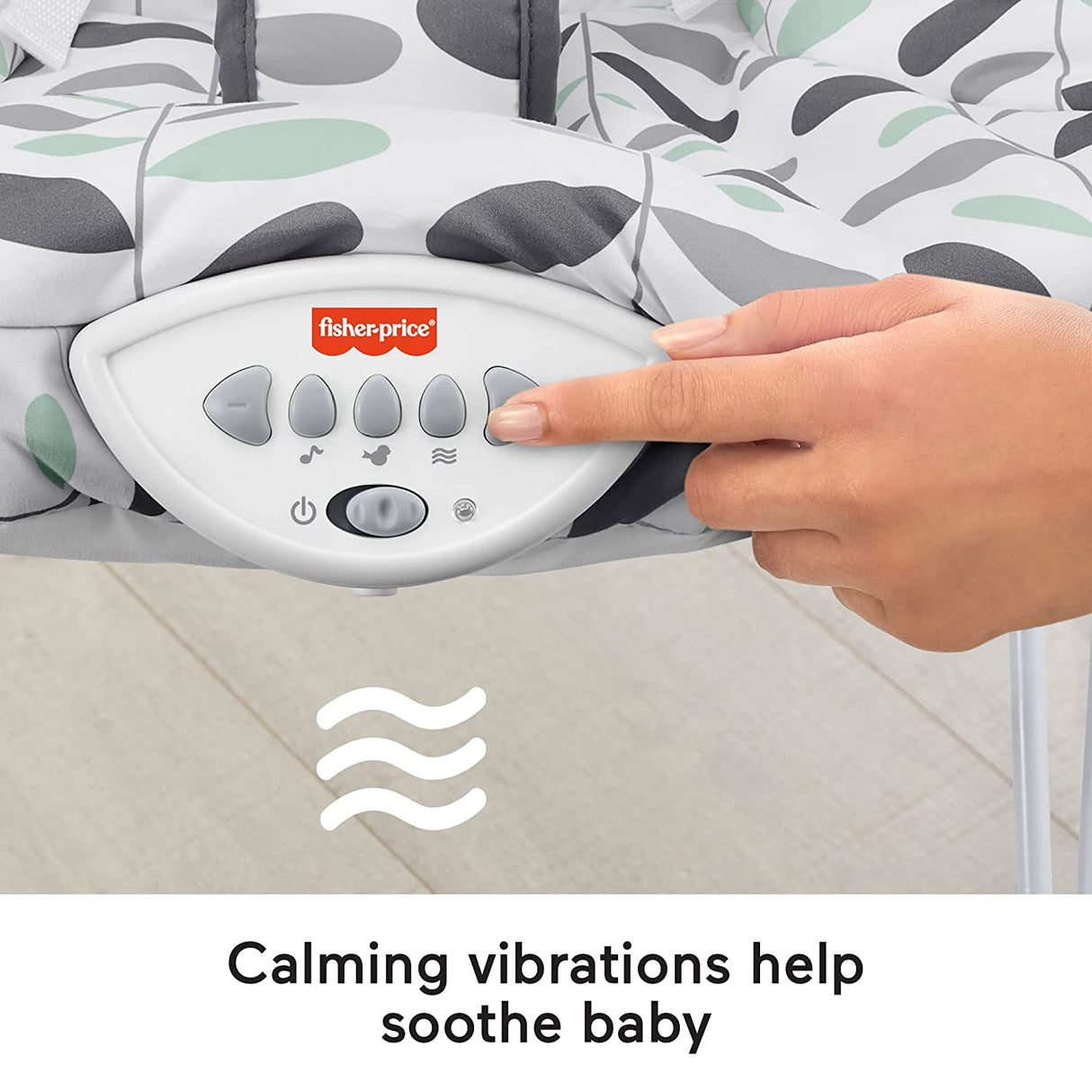 Fisher-Price See and Soothe Deluxe Bouncer Climbing Leaves, asiento de bebé relajante portátil con vibraciones y música - DIGVICE MX