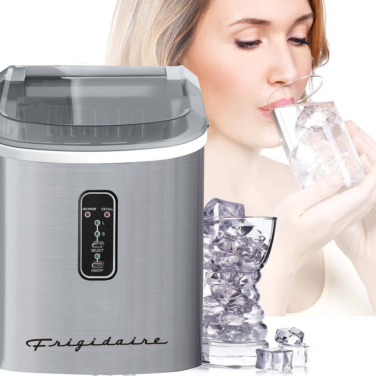 Frigidaire EFIC103-AMZ-SC Encimera para hacer cubos de hielo de gran tamaño, acero inoxidable, función de autolimpieza, resistente, inoxidable - DIGVICE MX