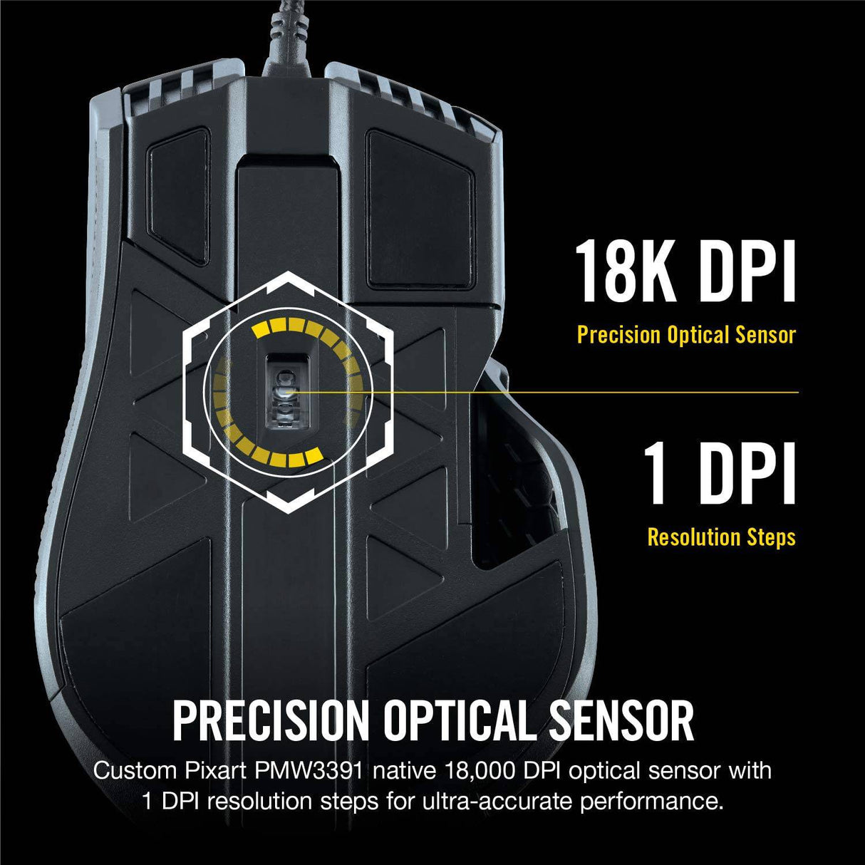 Corsair Ironclaw RGB - Ratón para juegos FPS y MOBA - Sensor óptico de 18,000 DPI - LED RGB retroiluminado, negro