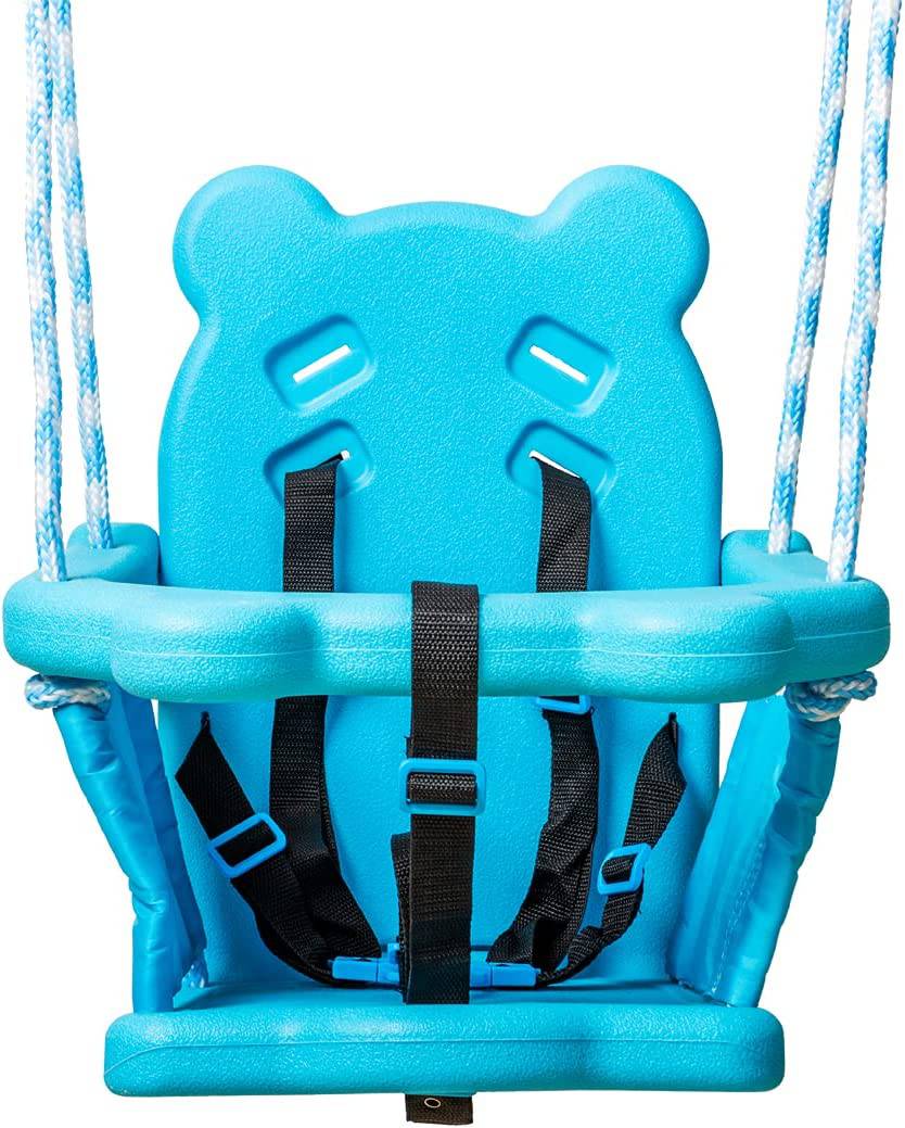 HLC - Juego de columpio plegable para niños pequeños con marco de metal y con cinturón de seguridad fácil de montar y almacenar adecuado para regalo de bebés/niños - DIGVICE MX