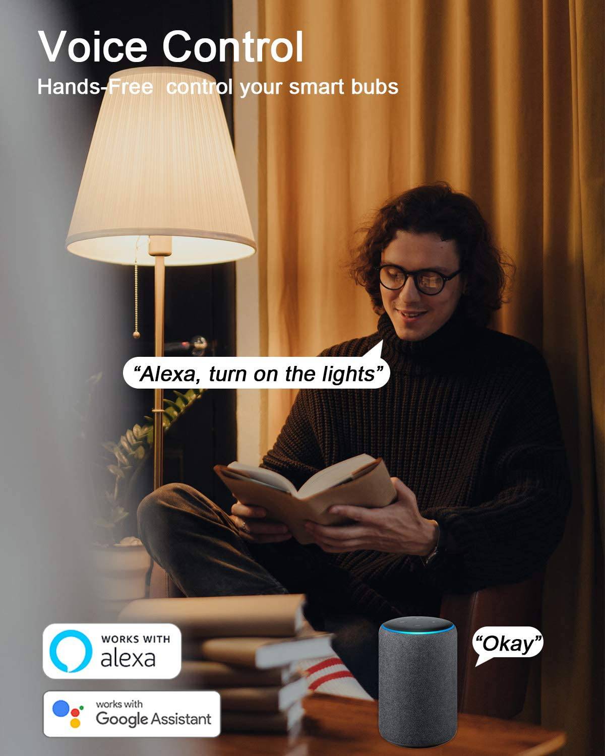 DOGAIN Bombillas inteligentes E26 Base A15 LED RGB Regulable Bombilla que cambia de color Compatible con Alexa Google Home WiFi Luces multicolores 6W (equivalente a 40W) 500LM (solo 2.4GHz) Paquete de 4 - DIGVICE MX