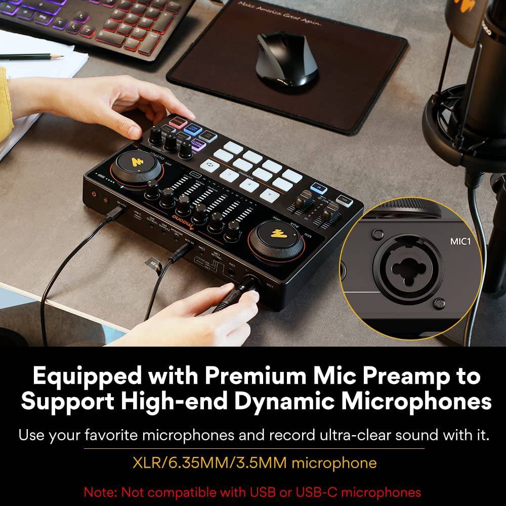 MAONO - Paquete de equipo de podcast-Interfaz de audio-Micrófono de condensador MaonoCaster-Estudio de producción de podcast todo en uno para grabación, transmisión (AME2A)