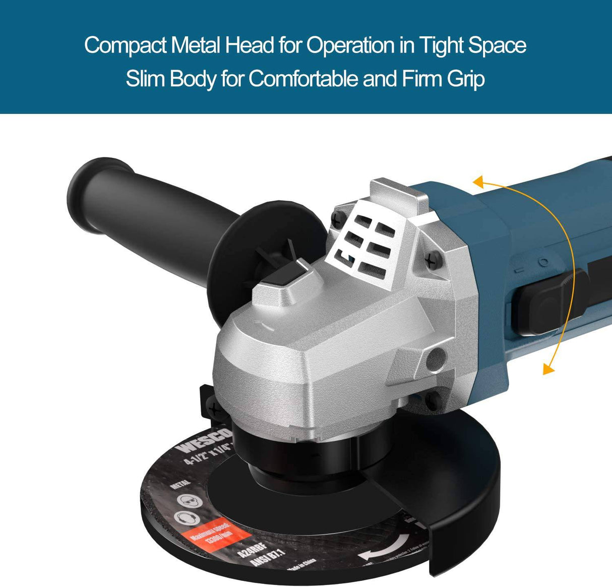 WESCO - Herramienta de amoladora angular de 6 amperios, 11000 RPM, amoladora angular de 4-1/2 pulgadas con mango auxiliar, llave inglesa, protección de seguridad para moler, cortar, 3 ruedas de molienda de metal - DIGVICE MX