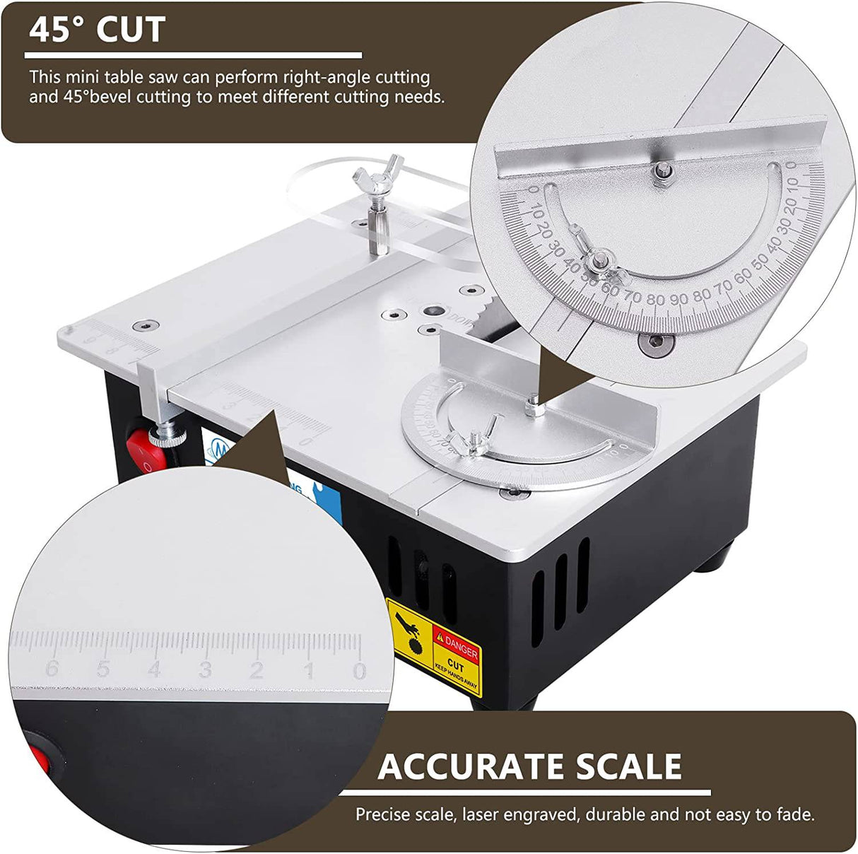 MXBAOHENG Mini sierra de mesa de precisión portátiles para manualidades, profundidad de corte ajustable, 4 cuchillas, fuente de alimentación de velocidad ajustable de 96 W, para corte de madera, metal y plástico - DIGVICE MX