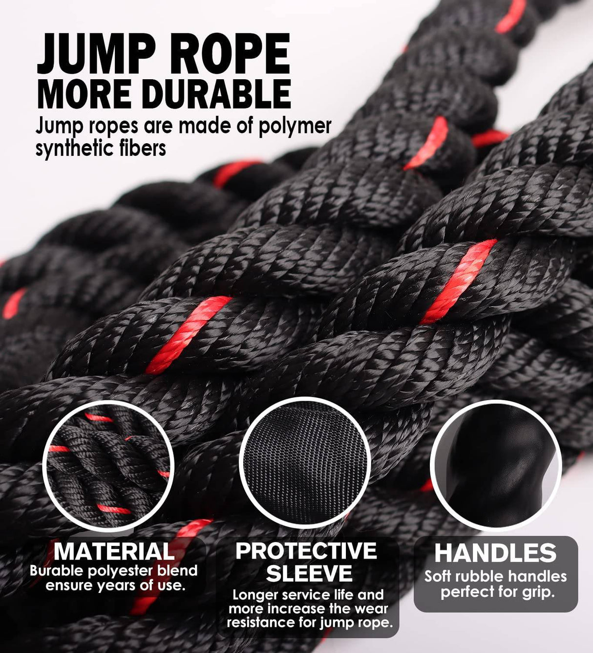 KOOKGYM - Cuerda de saltar ponderada para fitness, cuerdas de saltar pesadas de 3 libras para hacer ejercicio