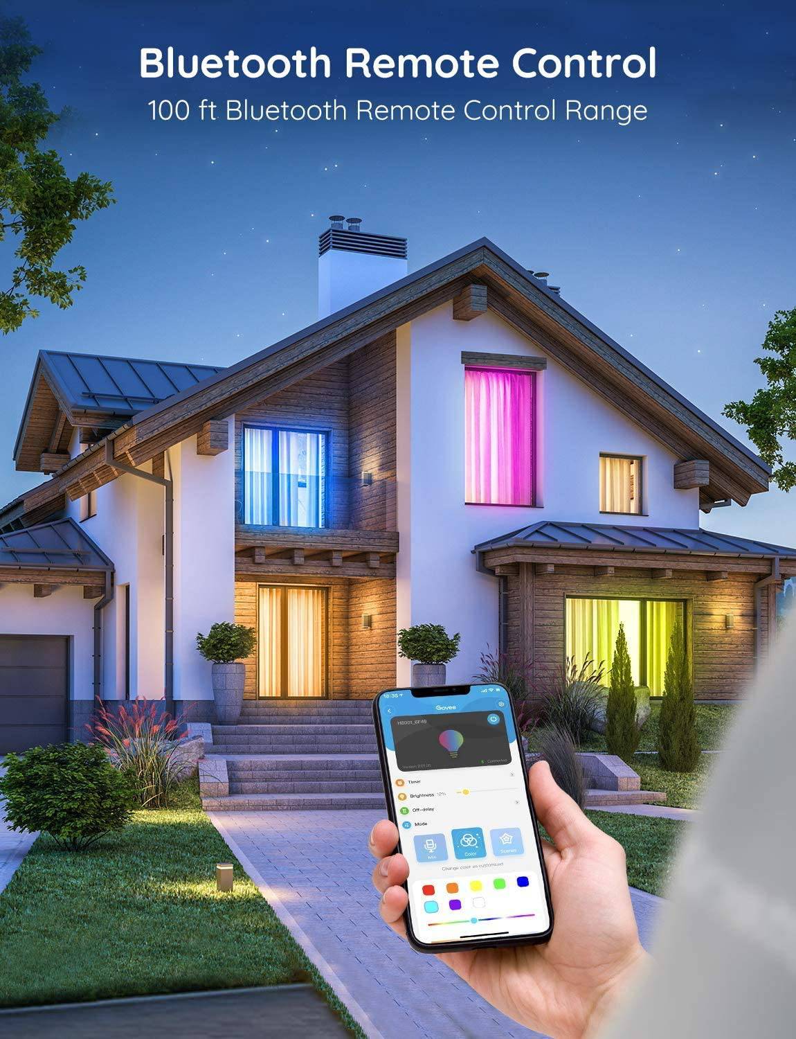 Govee Bombillas LED inteligentes, bombillas Bluetooth, bombillas RGBWW que cambian de color con control de aplicación, A19, E26, sincronización de música y 8 modos de escena para sala de estar, dormitorio, fiesta, 1 paquete (no compatible con WiFi) - DIGVICE MX