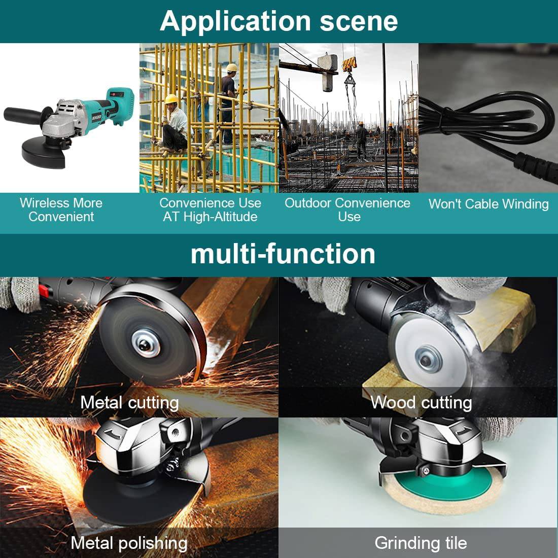 Amoladora angular inalámbrica BONSBOR Amoladoras de metal de velocidad variable de 18 V con motor sin escobillas y sistema de enfriamiento doble, ruedas de corte de 5 ", 18000 RPM - DIGVICE MX