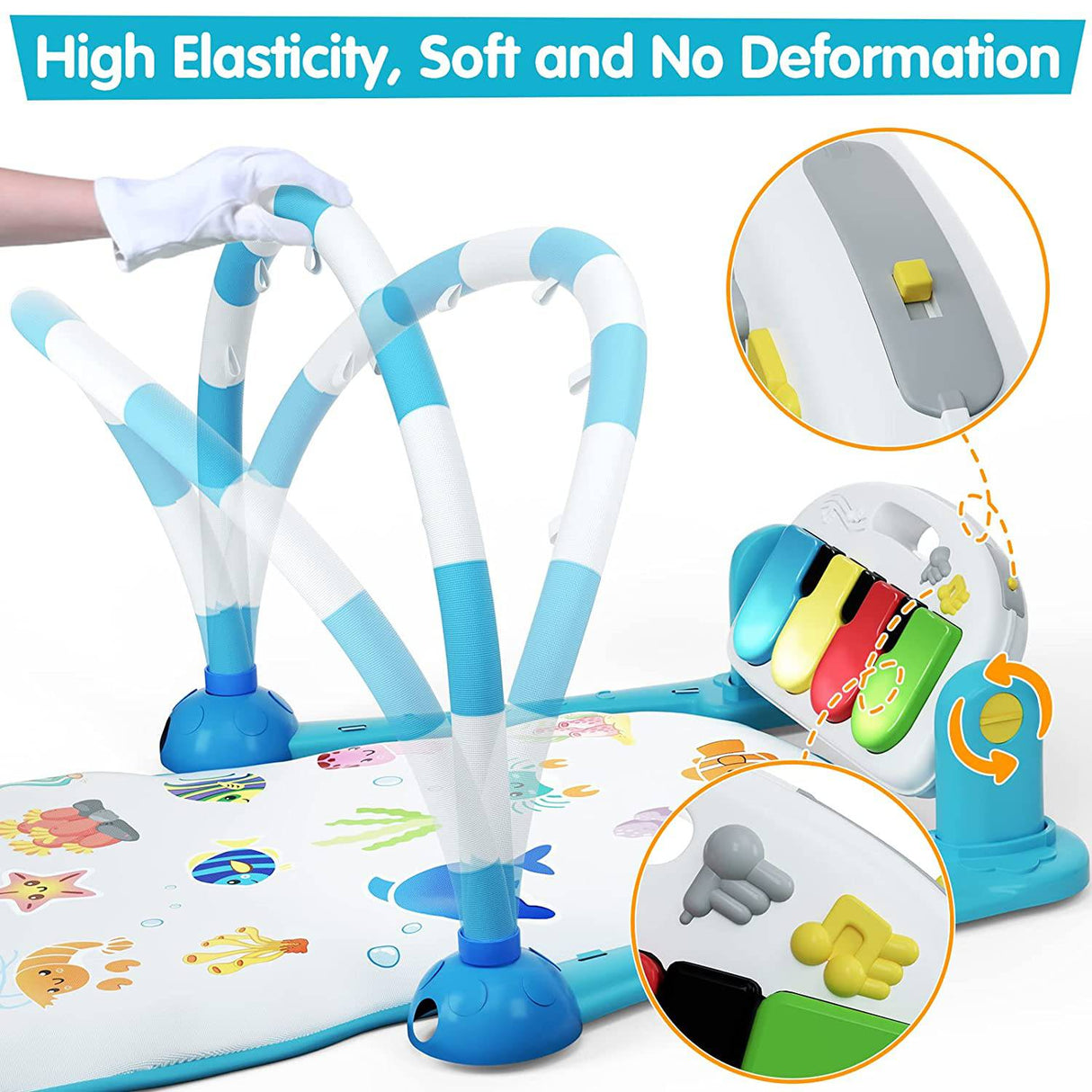 UNIH Baby Gym Play Mat, Kick and Play Piano Gym con Water Mat, Tummy Time Mat, Centro de actividades de luz musical para bebés y niños pequeños, Regalo de cumpleaños Play Mat para recién nacido - DIGVICE MX